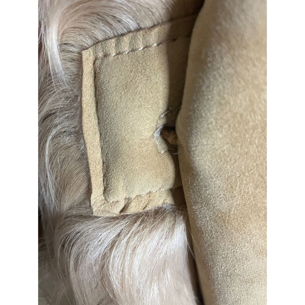 Sundance Suede Shearling Coat Beige Bohemian Button Front Size XL - Picture 13 of 14
